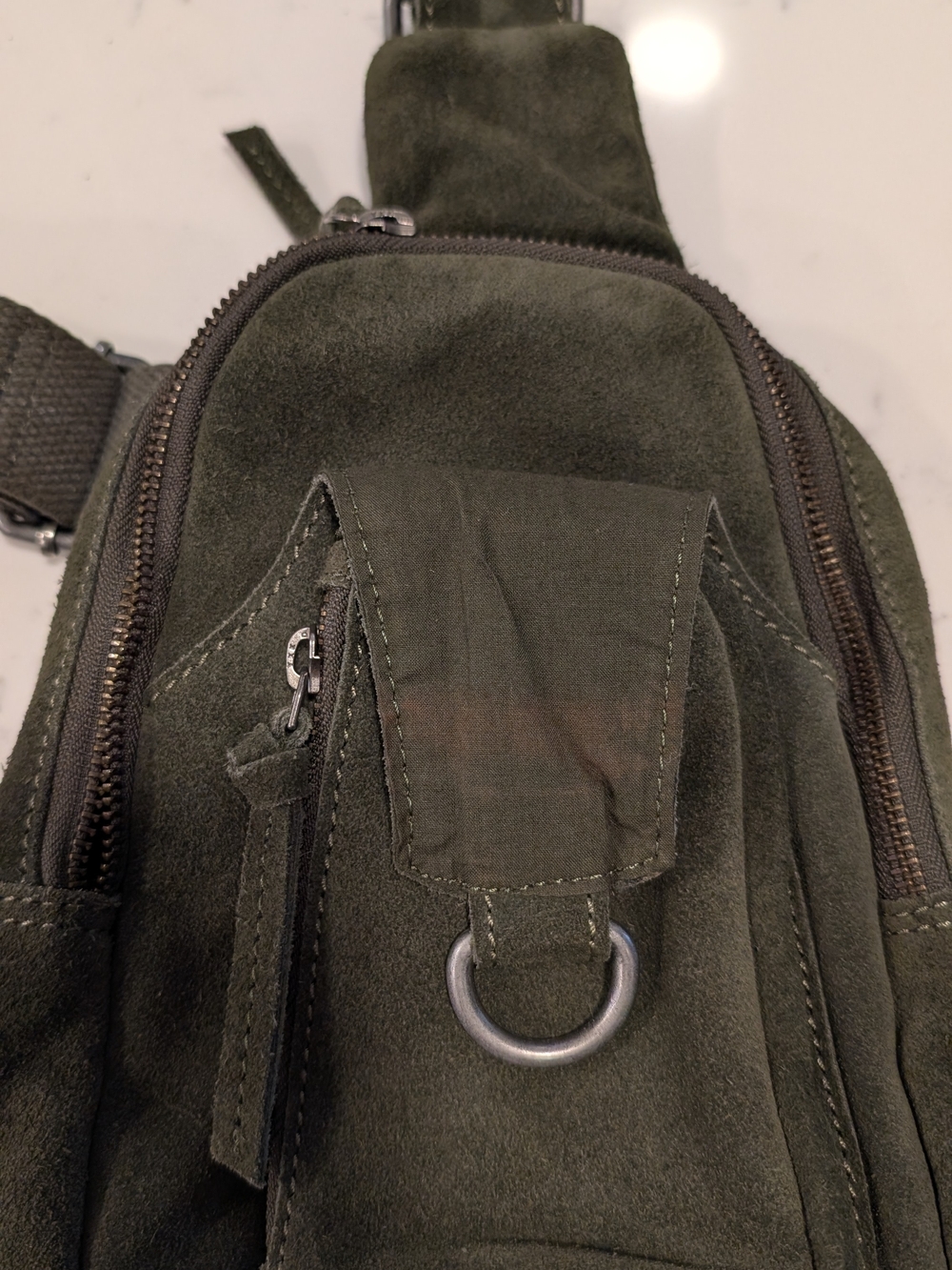 Free People Olive Green Suede Crossbody Sling Bag - Picture 3 of 7
